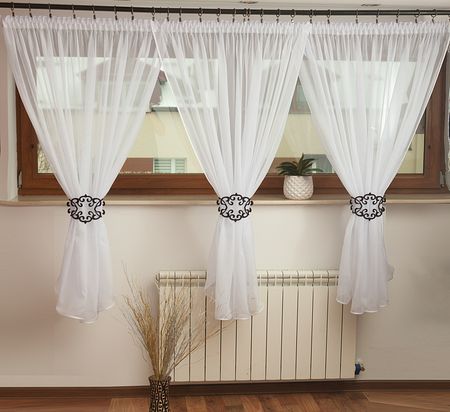 Gotowa firanka 400x150 Wyprzedaż woal czarne wiązania