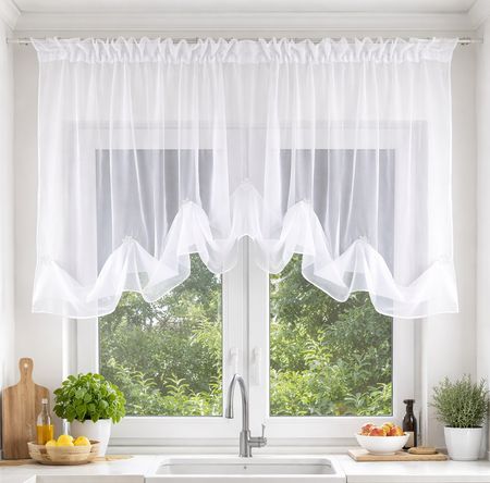 Firana do kuchni 300x70 woal biały firanka gotowa